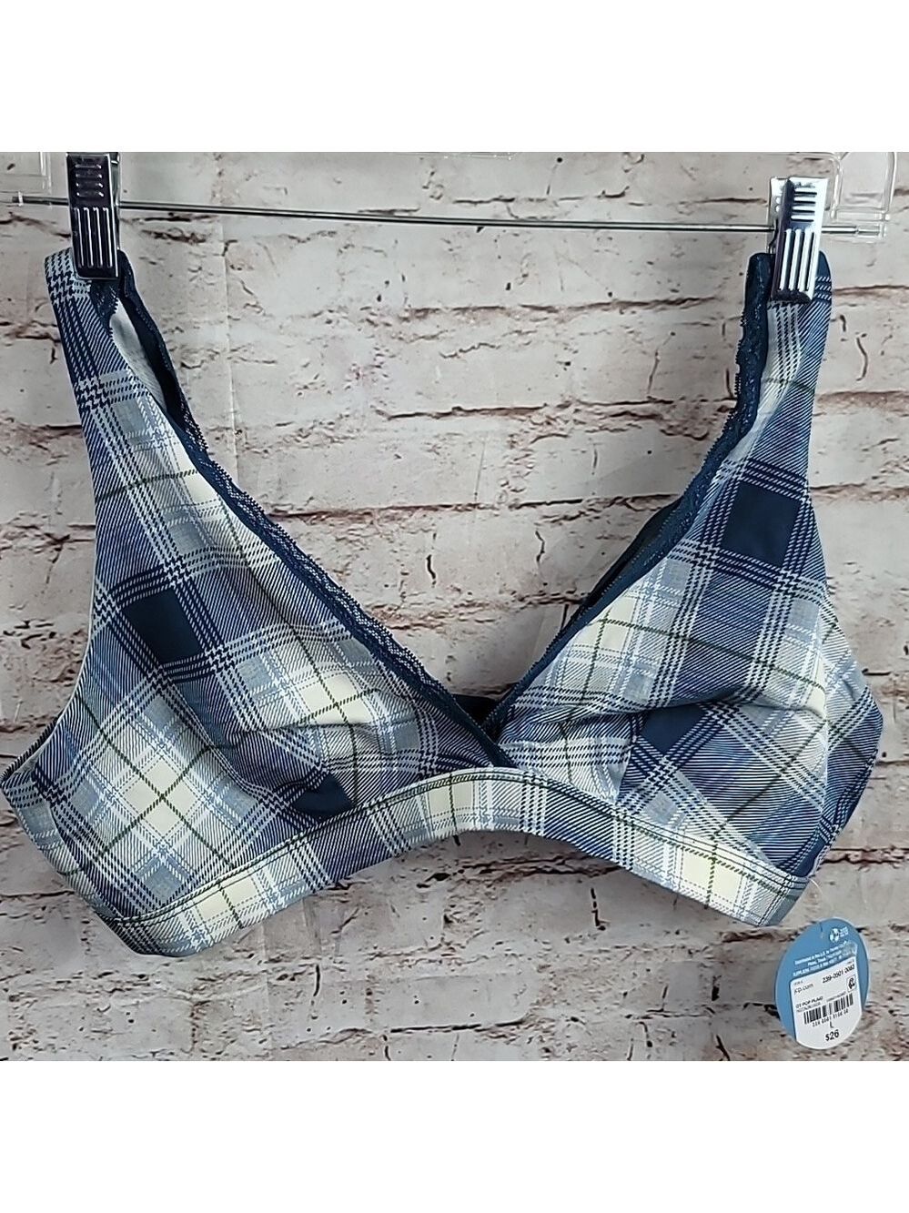 Arizona jean co. Plaid unlined bra large new with tags
